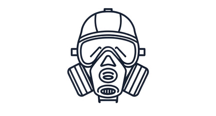 gas mask, vector, illustration, icon, protection, safety, respirator, mask, filter, air, toxic, pollution, chemical, military, defense, industrial, equipment, danger, hazard, protective gear, minimal,