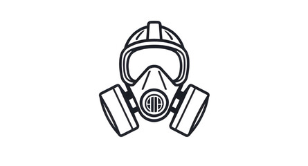gas mask, vector, illustration, icon, protection, safety, respirator, mask, filter, air, toxic, pollution, chemical, military, defense, industrial, equipment, danger, hazard, protective gear, minimal,