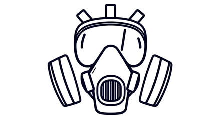 gas mask, vector, illustration, icon, protection, safety, respirator, mask, filter, air, toxic, pollution, chemical, military, defense, industrial, equipment, danger, hazard, protective gear, minimal,