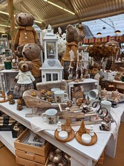 Ceramics, stuffed animals and souvenirs for sale. Beautiful atmosphere.