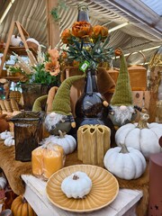 Autumn Halloween decorations at a sales exhibition. Beautiful atmosphere