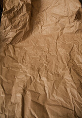 Crumpled Kraft Paper Surface Closeup