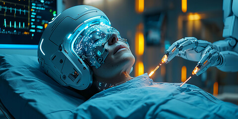Patient undergoes neural implant procedure in advanced facility Generative AI