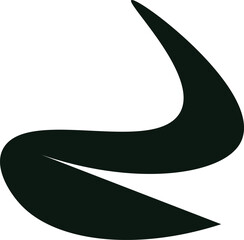 Elegant dark green abstract curved shapes forming a dynamic flowing ribbon design element on a black background