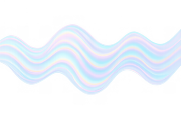Holographic liquid wave flow creating an abstract iridescent pastel gradient banner on transparent background
