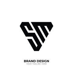 Letter Sm or Ms minimal simple abstract creative logo