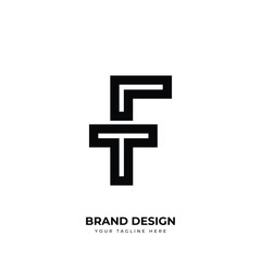 Letter Tf or Ft minimal negative space simple abstract logo