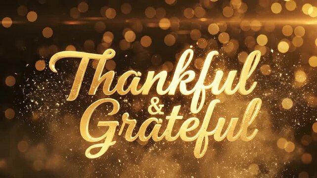 Thank word with golden particle effect emerging from smoke on bokeh background for holiday greeting footage