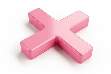Obraz premium Minimal pink cross 3D icon isolated on solid white background, clean and modern digital render for error, cancel, delete, or close button concept in user interface design