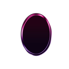 Glossy Dark Purple Chrome Circle - Y2K 3D Button Icon. Transparent Background