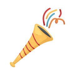 Illustration of Party Horn with Confetti