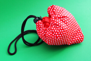 Reusable red strawberry-shaped cloth bag