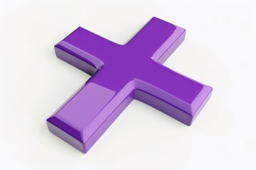 Obraz premium 3d render of purple cross mark icon isolated on clean white background with no shadow, minimal concept for error, wrong, cancel or delete button symbol, high-resolution digital graphic for ui ux desig