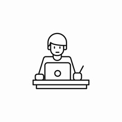 person desk working icon sign vector