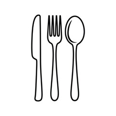 Simple line drawing of knife fork and spoon utensils