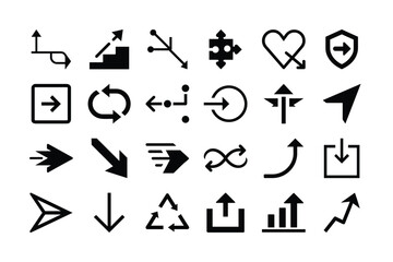 Vector Arrow Icon Bundle – Navigation, Growth, and Direction Symbol Set