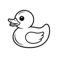 Simple outline drawing of a cute rubber duck