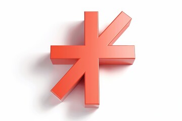 Obraz premium 3D red cross mark with sharp angular edges isolated on clean white background, modern glossy error or cancel icon for digital interface design