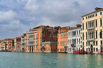 Canal Grande and colorful old buildings, Venice, Italy