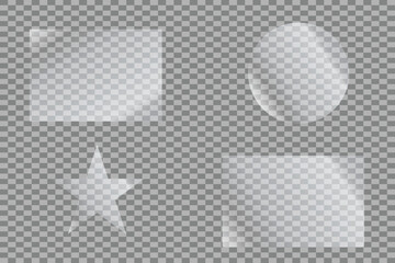 Transparent Glass plate background. Realistic screen glass, window effect with flare, clear glass showcase, glossy plastic glare frame, acrylic with glares and light, plexiglas, Stock royalty free	.