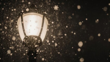 Snowy Night - A Street Lamps Glow in Winters Embrace.