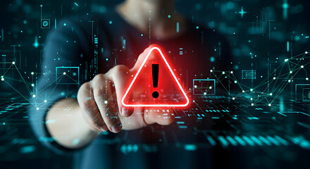 Cybersecurity threat warning alert symbol on digital interface cybersecurity concept