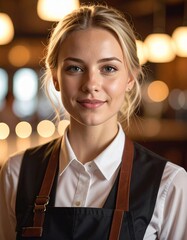 young woman in a restaurant