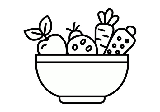 Icono negro de bol de verduras