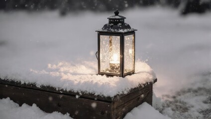 Snowy Lantern Glow - A Winters Night Illumination.