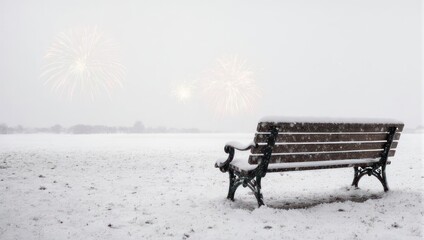 Snowy Bench Serenity - A Winter Landscape of Solitude.