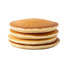 Stack of four pancakes isolated on transparent background, ready to be served