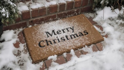 Snowy Merry Christmas Doormat - A Festive Winter Welcome.
