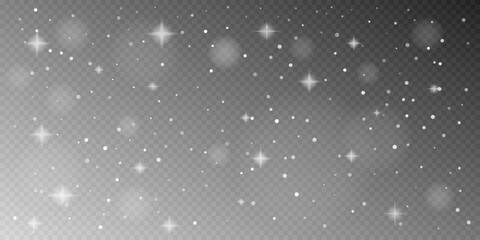 Realistic Sparkle and Light Bokeh on Transparent Background — Shining White Glow Overlay for Christmas, Winter, and Festive Design