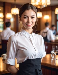 young woman in a restaurant