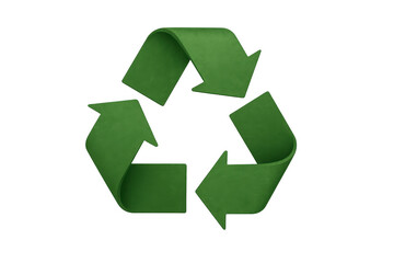 Obraz premium Green recycle symbol showing environmental protection, sustainability, reuse, ecology, and natural resource conservation