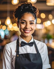 young woman in a restaurant