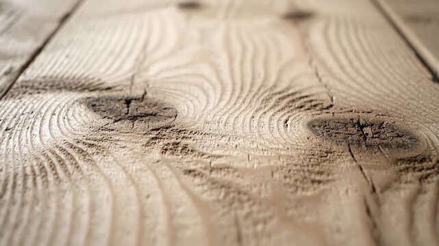 Old wooden board with a beautiful texture and knots. Rustic background with a focus pull showing the details of the vintage material