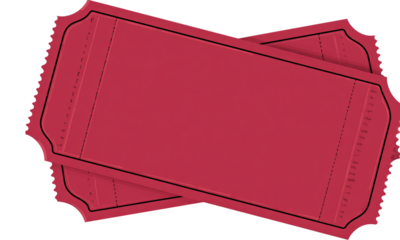 Two Red Tickets isolated on a transparent background