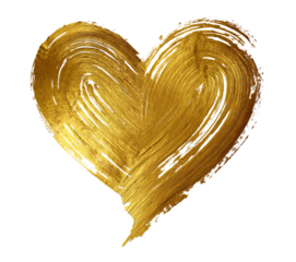 Gold Heart Brush Stroke isolated on a transparent background