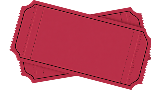 Two Red Tickets isolated on a transparent background