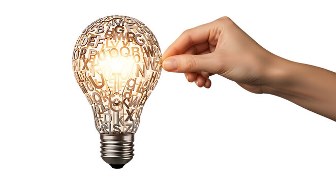 Illuminating Education Learning Lightbulb Idea with Hand on Isolated Background - Powered by Adobe