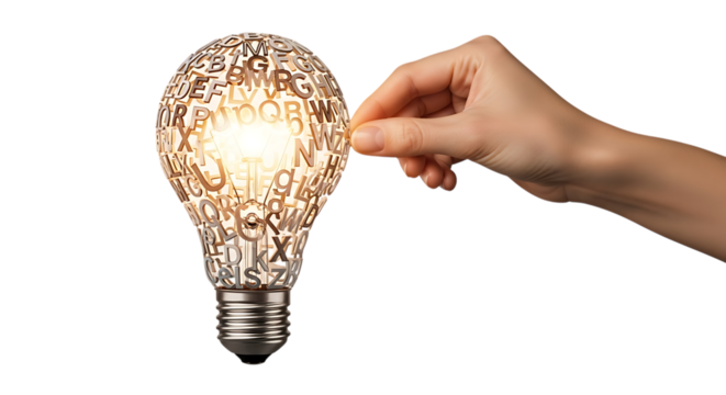 Illuminating Education Learning Lightbulb Idea with Hand on Isolated Background