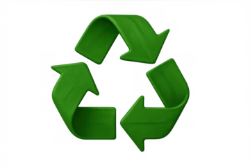 Green recycling symbol turning, representing environmental sustainability, conservation, and ecological efforts, transparent background