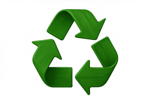 Green recycling symbol turning, representing environmental sustainability, conservation, and ecological efforts, transparent background - Powered by Adobe