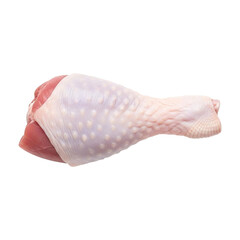 Raw turkey leg isolated on transparent background ready for cooking or grilling
