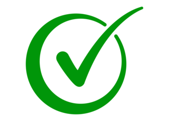 Flat Green Check Mark – Transparent Background Tick Icon for Design Projects