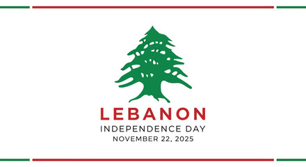 Celebrate Lebanon Independence Day on November 22, 2025 with this symbolic cedar tree design, perfect for national pride campaigns and patriotic social media posts