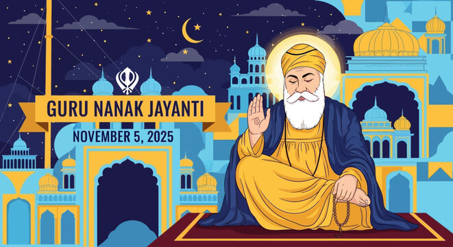 Celebrate Guru Nanak Jayanti November 5th 2025 with stunning visuals evoking peace, harmony, and spiritual reflection during this auspicious Sikh holiday, perfect for social media
