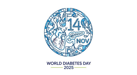 Raise awareness this World Diabetes Day with this symbolic illustration for health campaigns and medical education, promoting health and well-being worldwide in November