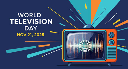 Celebrate World Television Day with a retro TV design that brings a nostalgic vibe to your media promotions, perfect for remembering the evolution of broadcasting in 2025